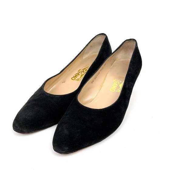 Salvatore Ferragamo Shoes - Salvatore Ferragamo Black Suede Pumps Heels Classic Sz 10B